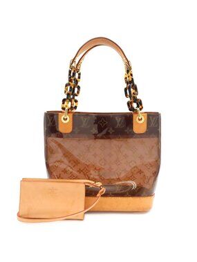 Louis Vuitton Monogram Vinyl Cabas Ambre PM Tote Shoulder Bag Plastic Chain